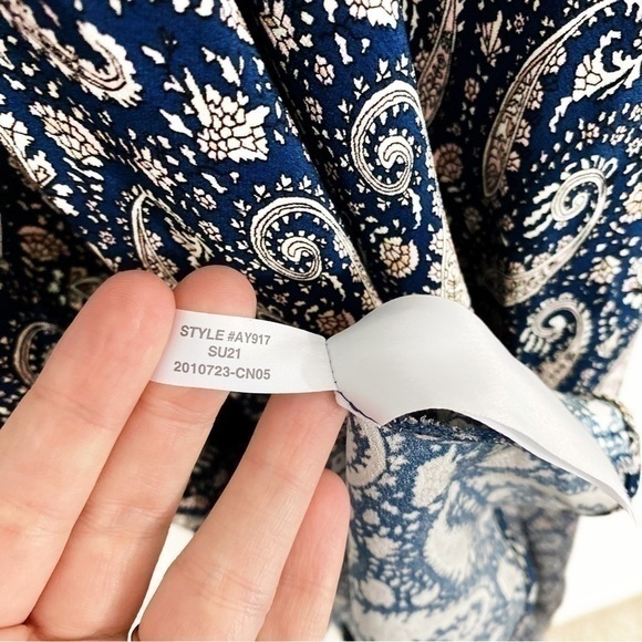 J. Crew 2 Ruffle Silk Slip Dress in Midnight Paisley Navy Ruffle Flounce Neck - Picture 12 of 12